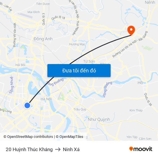 20 Huỳnh Thúc Kháng to Ninh Xá map