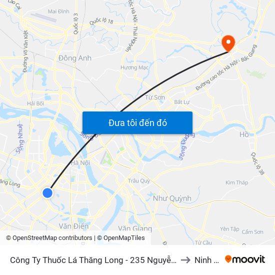 Công Ty Thuốc Lá Thăng Long - 235 Nguyễn Trãi to Ninh Xá map