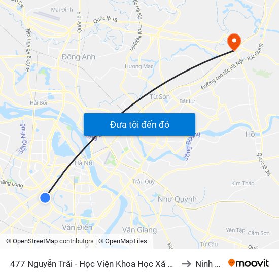 477 Nguyễn Trãi - Học Viện Khoa Học Xã Hội to Ninh Xá map