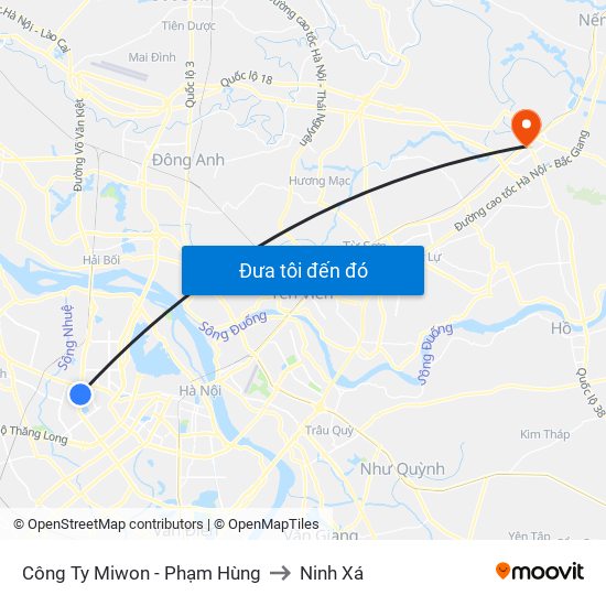 Công Ty Miwon - Phạm Hùng to Ninh Xá map