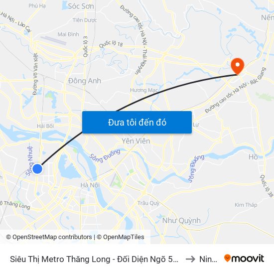 Siêu Thị Metro Thăng Long - Đối Diện Ngõ 599 Phạm Văn Đồng to Ninh Xá map