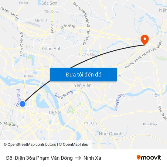 Đối Diện 36a Phạm Văn Đồng to Ninh Xá map