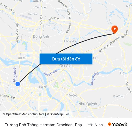 Trường Phổ Thông Hermam Gmeiner - Phạm Văn Đồng to Ninh Xá map