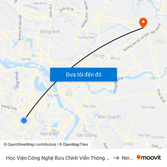 Học Viện Công Nghệ Bưu Chính Viễn Thông - Trần Phú (Hà Đông) to Ninh Xá map