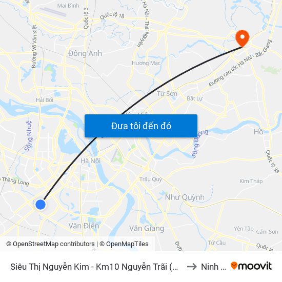 Siêu Thị Nguyễn Kim - Km10 Nguyễn Trãi (Hà Đông) to Ninh Xá map