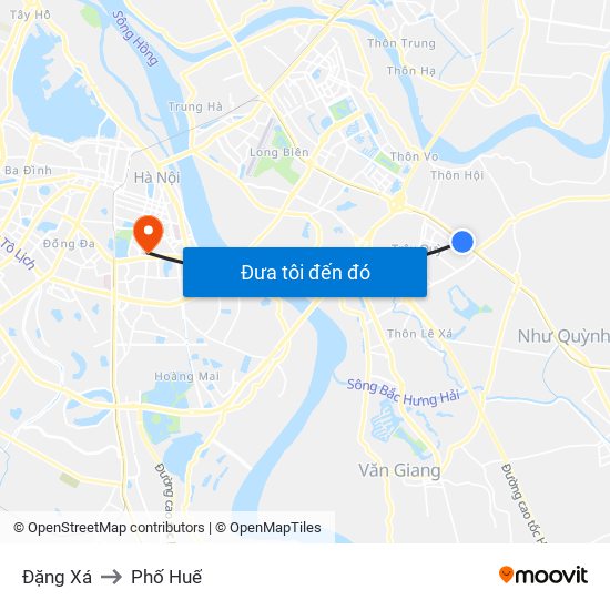 Đặng Xá to Phố Huế map