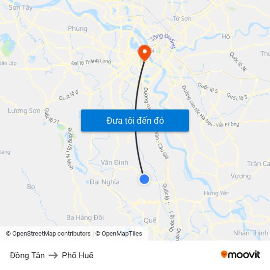 Đồng Tân to Phố Huế map