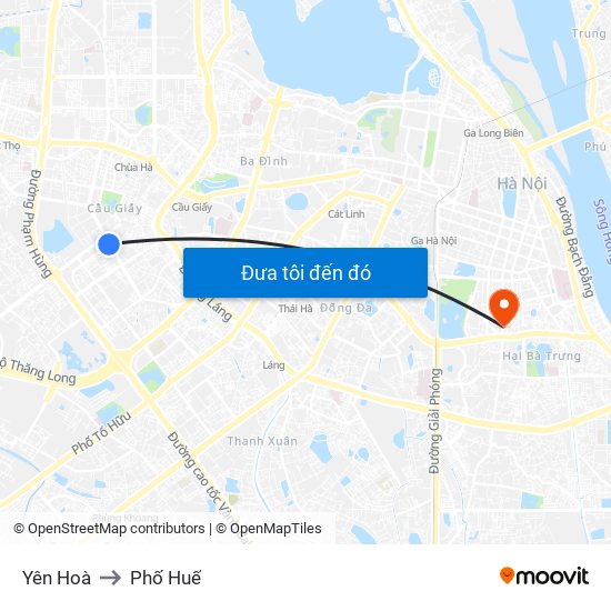 Yên Hoà to Phố Huế map