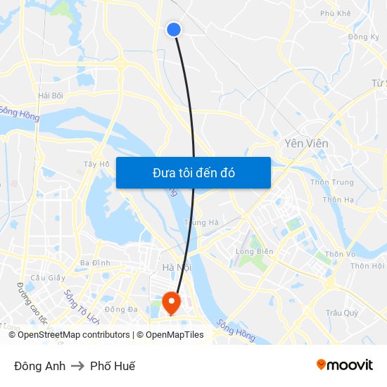 Đông Anh to Phố Huế map