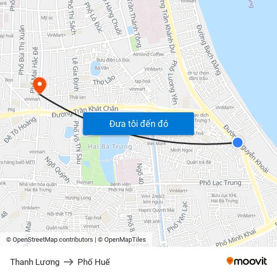 Thanh Lương to Phố Huế map