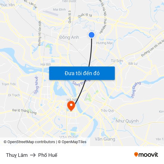 Thuỵ Lâm to Phố Huế map