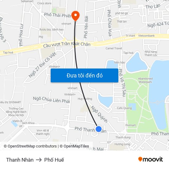 Thanh Nhàn to Phố Huế map