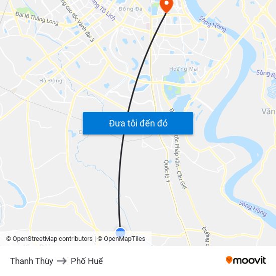 Thanh Thùy to Phố Huế map