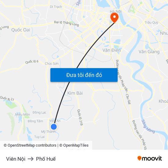 Viên Nội to Phố Huế map