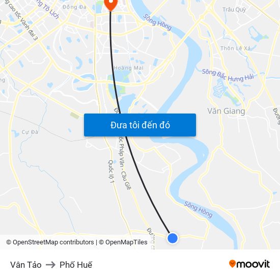 Vân Tảo to Phố Huế map