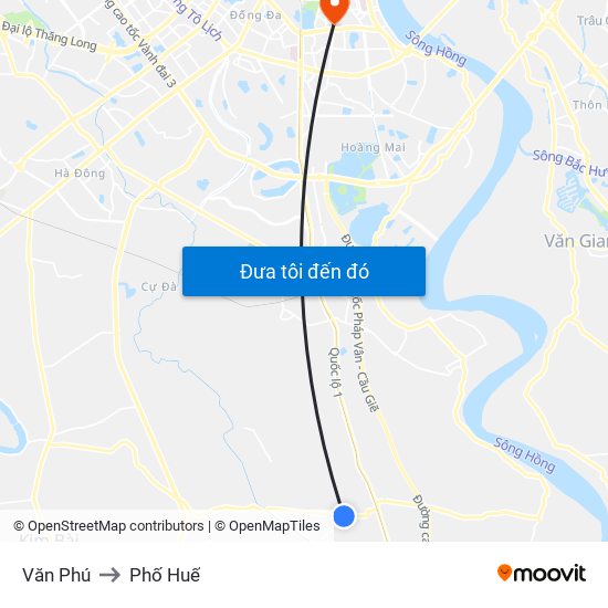 Văn Phú to Phố Huế map