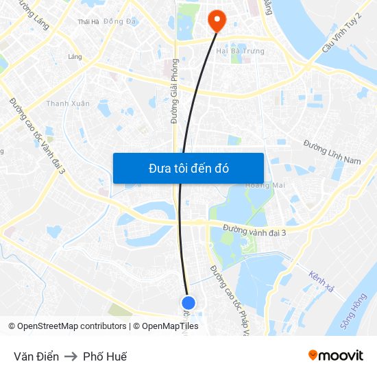 Văn Điển to Phố Huế map