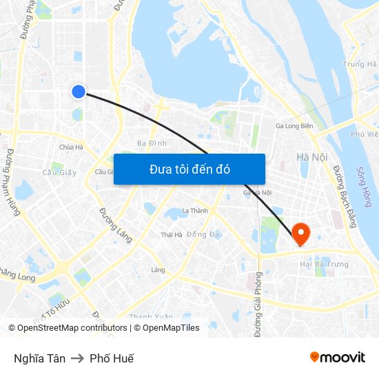 Nghĩa Tân to Phố Huế map