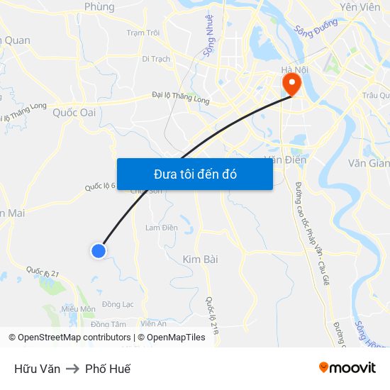 Hữu Văn to Phố Huế map
