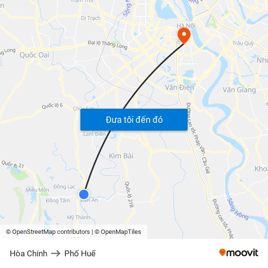 Hòa Chính to Phố Huế map