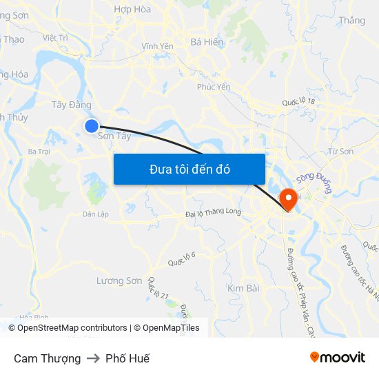 Cam Thượng to Phố Huế map