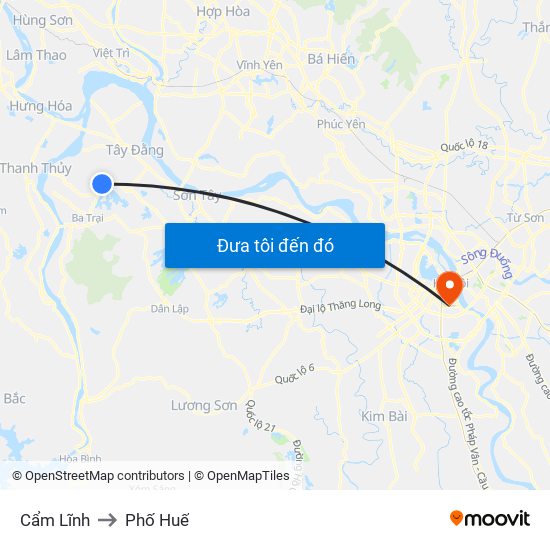Cẩm Lĩnh to Phố Huế map