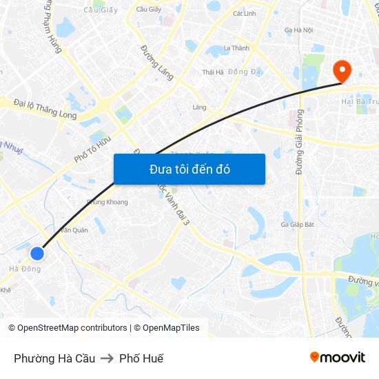 Phường Hà Cầu to Phố Huế map