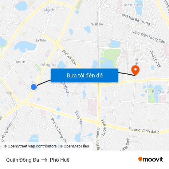 Quận Đống Đa to Phố Huế map