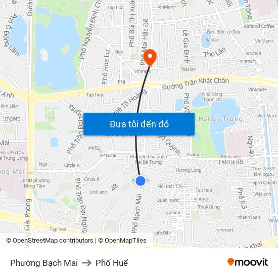 Phường Bạch Mai to Phố Huế map