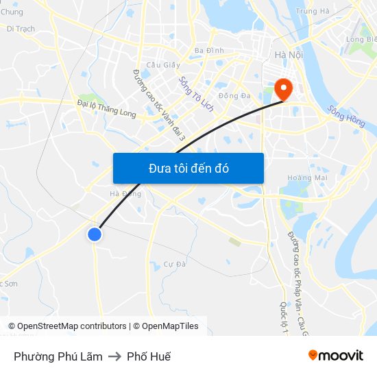 Phường Phú Lãm to Phố Huế map
