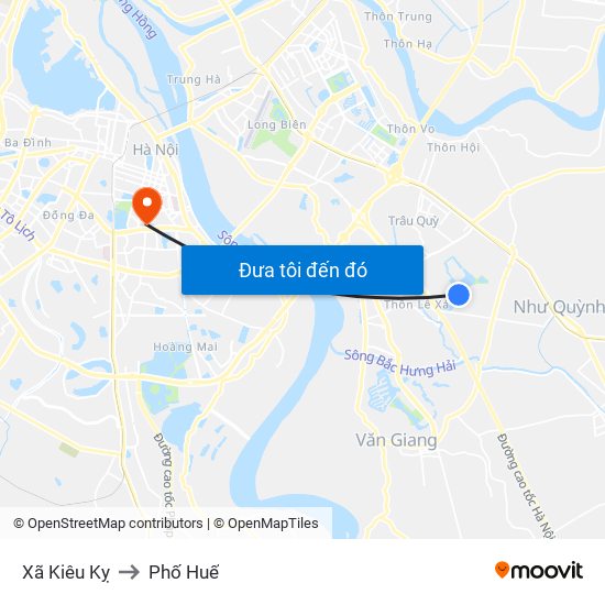 Xã Kiêu Kỵ to Phố Huế map