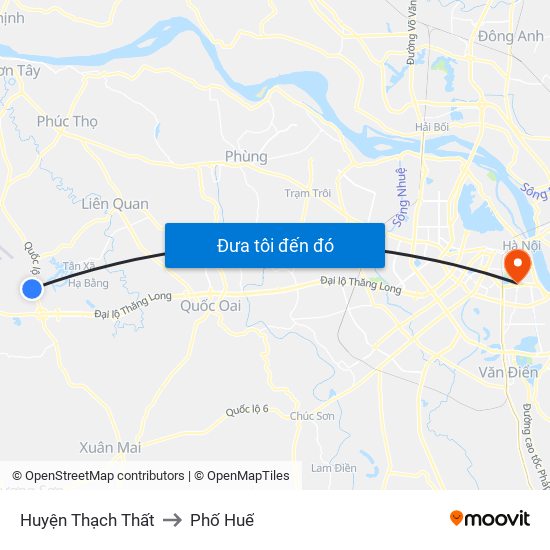 Huyện Thạch Thất to Phố Huế map