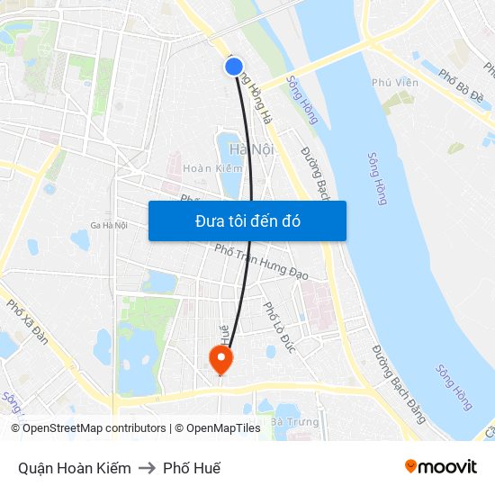 Quận Hoàn Kiếm to Phố Huế map