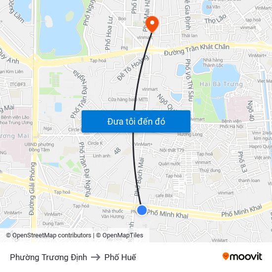 Phường Trương Định to Phố Huế map