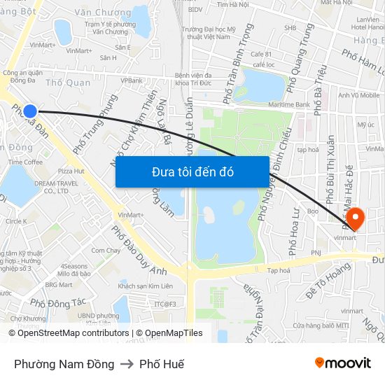 Phường Nam Đồng to Phố Huế map