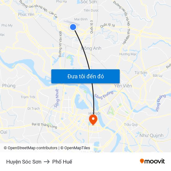 Huyện Sóc Sơn to Phố Huế map