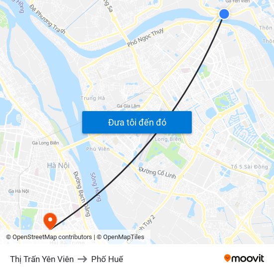 Thị Trấn Yên Viên to Phố Huế map