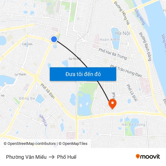 Phường Văn Miếu to Phố Huế map