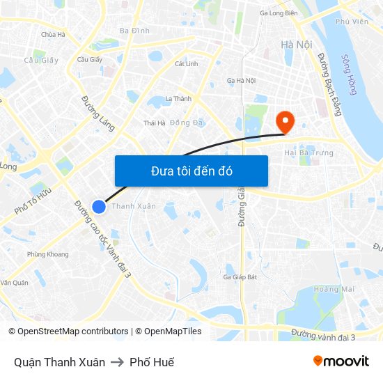 Quận Thanh Xuân to Phố Huế map