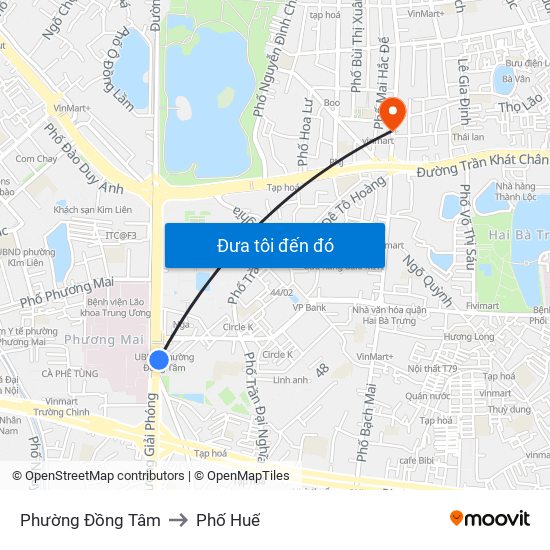 Phường Đồng Tâm to Phố Huế map