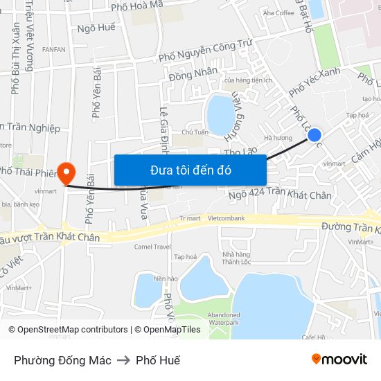 Phường Đống Mác to Phố Huế map