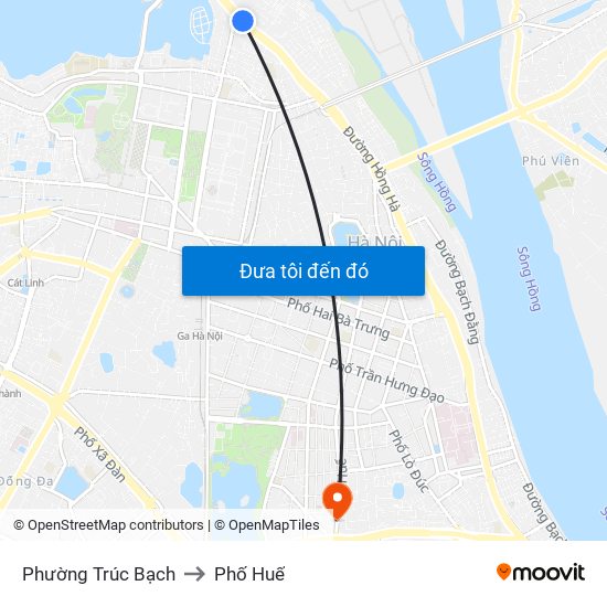 Phường Trúc Bạch to Phố Huế map