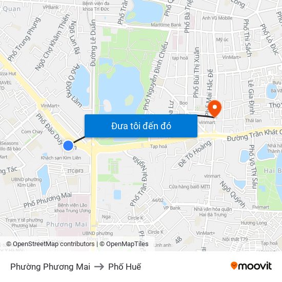 Phường Phương Mai to Phố Huế map