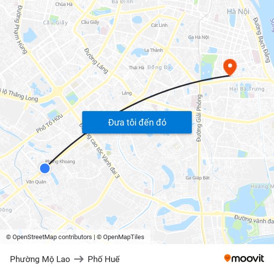 Phường Mộ Lao to Phố Huế map