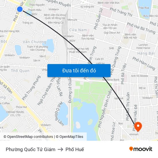 Phường Quốc Tử Giám to Phố Huế map