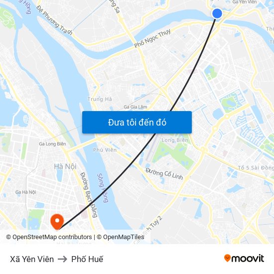 Xã Yên Viên to Phố Huế map