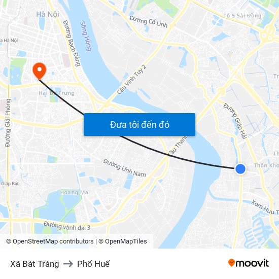 Xã Bát Tràng to Phố Huế map