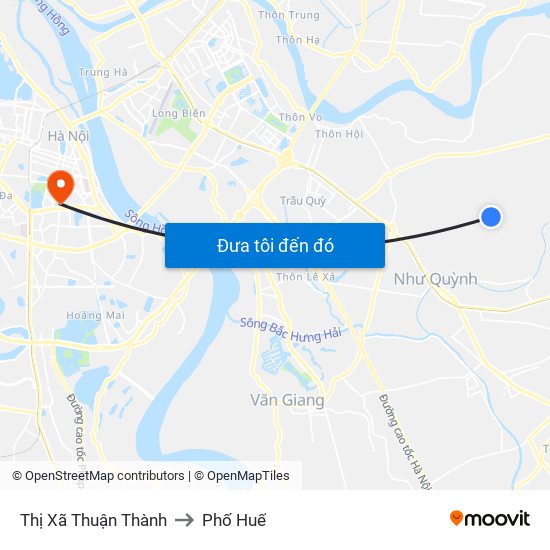 Thị Xã Thuận Thành to Phố Huế map