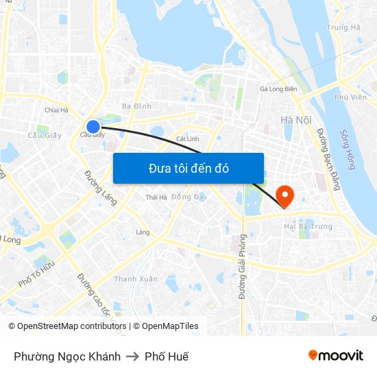 Phường Ngọc Khánh to Phố Huế map