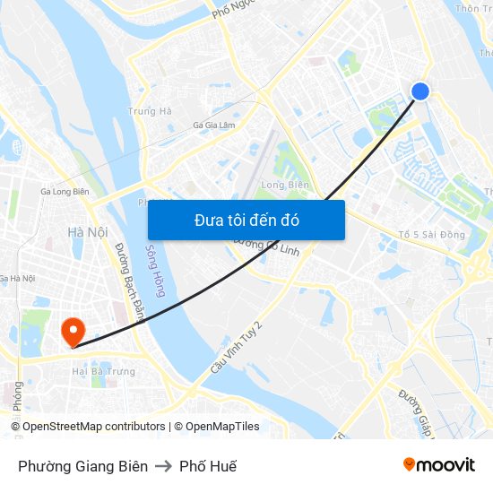 Phường Giang Biên to Phố Huế map